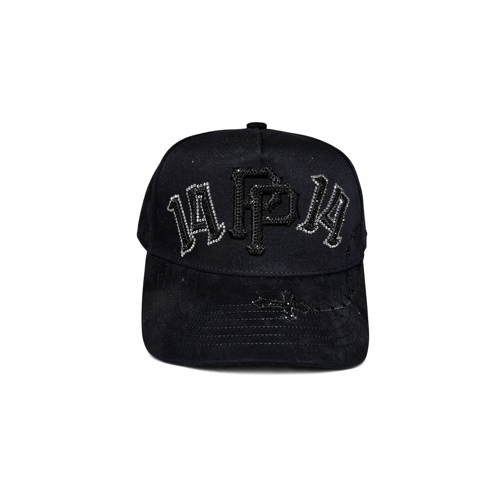 Patron LA Rhinestone Snapback Cap Black Gothic Logo Adjustable Bling Unisex Hat